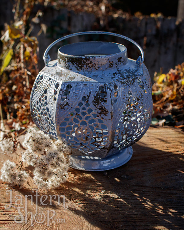 Silvered paisley basket lantern