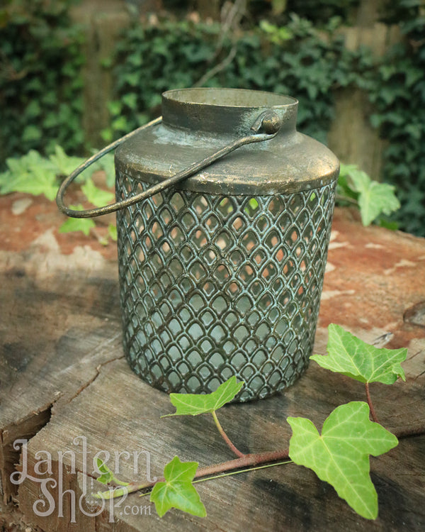 Diamond weave basket lantern