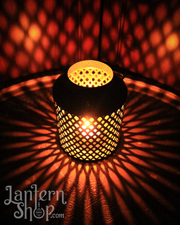 Diamond weave basket lantern